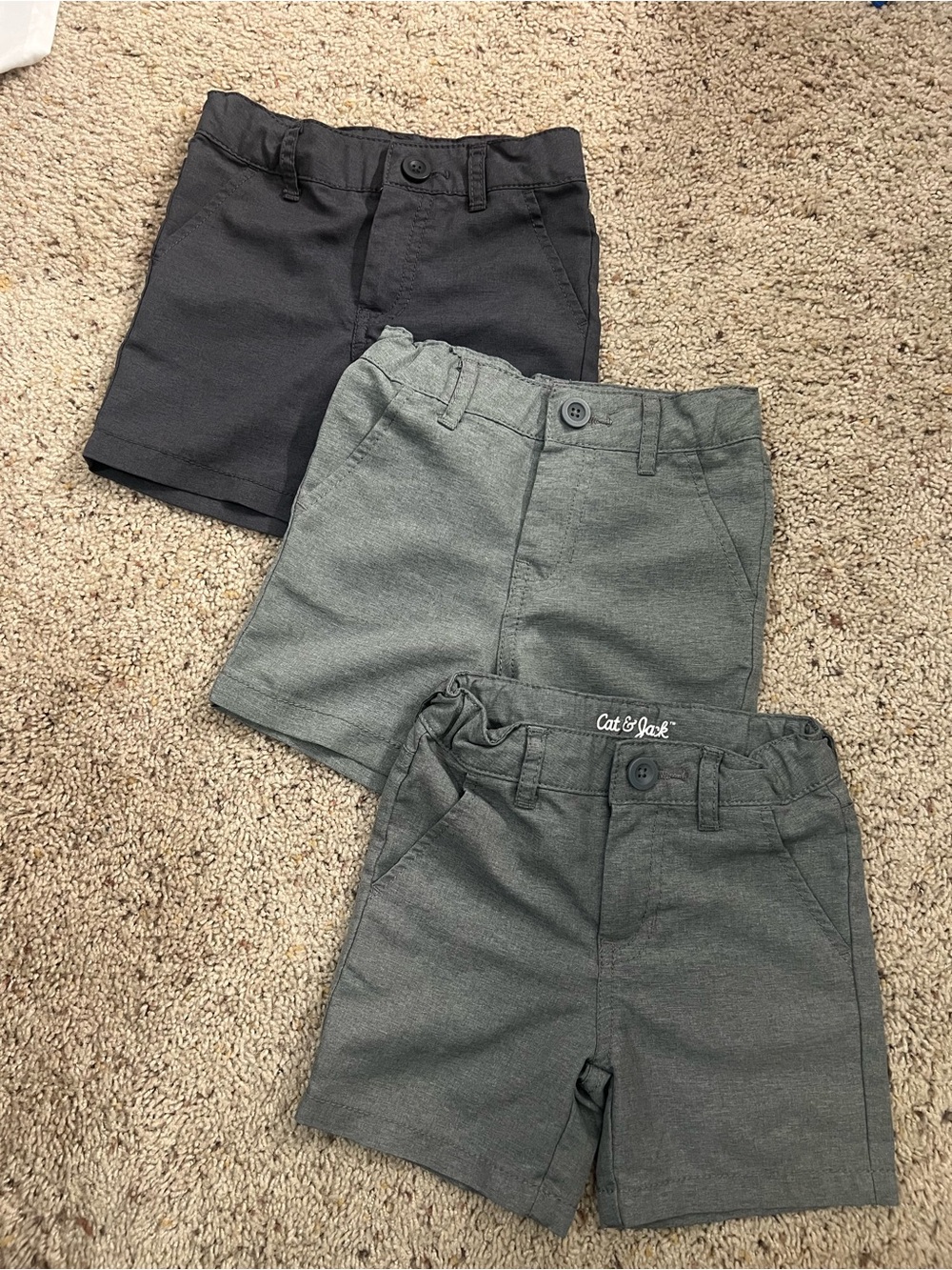 Cat & Jack Boys 3-Pack Gray and Charcoal Stretch Shorts